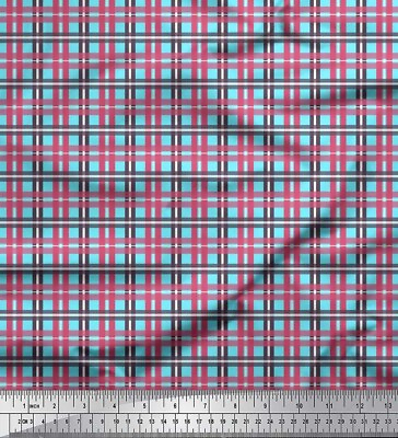 #ad Soimoi Cotton Poplin Fabric Check Check Decor Fabric Printed metre U1a AU $19.99