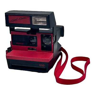 #ad Vtg 1988 Polaroid 600 Cool Cam Instant Film Camera W Strap Red amp; Black WORKS $64.99