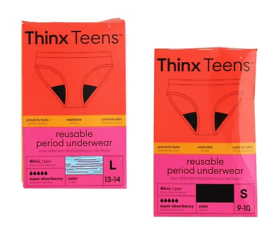 #ad Thinx Teens Underwear Reusable Period Bikini Panties Super Absorbency $10.99