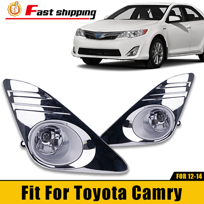 #ad Front Bumper Chrome Fog Lights W Wiring Fit For 2012 2014 Toyota Camry LE XLE $29.99