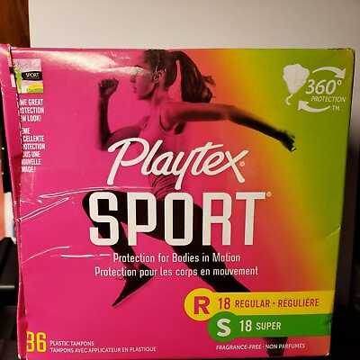 #ad Playtex Sport Tampons 36 Total 18 Regular 18 Super Unscented 360 Protection $16.00