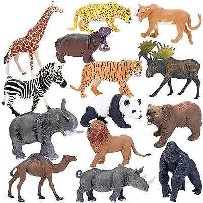 #ad 14 Pcs Jumbo Safari Animals Figure Toys Set Realistic Wild Zoo Animal Figurines $34.61