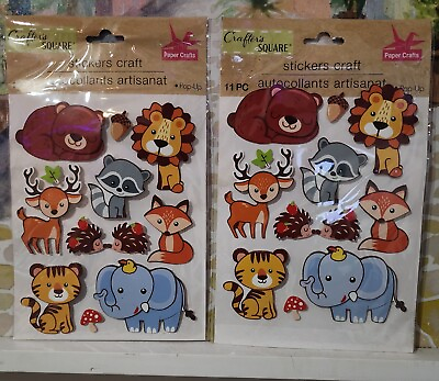 #ad 2 pk Crafters Square pop up Cute Animal stickers 11 pcs each. $6.00