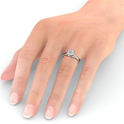 #ad 1.20 TCW Asscher Lab Grown Diamond Engagement Ring Platinum Solitaire $1964.60
