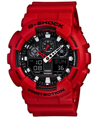 #ad Casio Men#x27;s G shock Red Waterproof Watch GA100B 4A $56.89