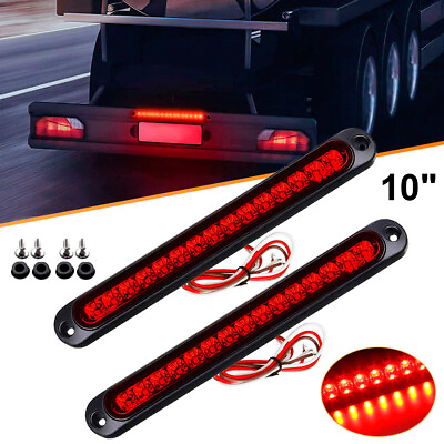 2 Pack 10quot; Red 15 LED Sealed Truck Trailer Strip Brake Rear Stop Turn Tail Light $12.98