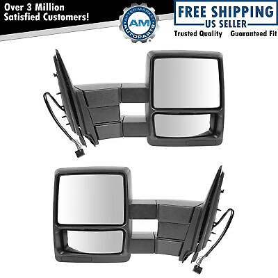 #ad Tow Mirror Power Heated Puddle Textured Black Pair Set for Ford Expedition New $203.28