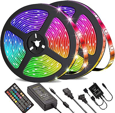 LED Strip Lights 100ft 50ft Music Sync Bluetooth 5050 RGB Room Light with Remote $19.99