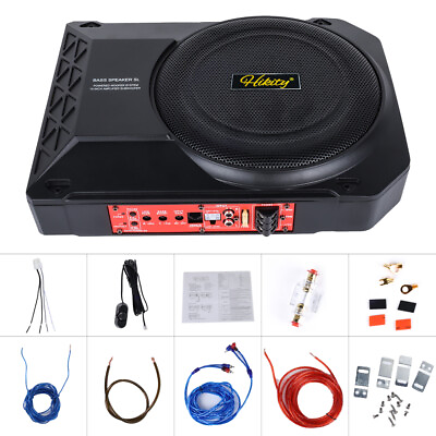 #ad 10quot; 800W Slim Under Seat Subwoofer Powered Car Truck Sub With Amp Kit Speaker $125.11