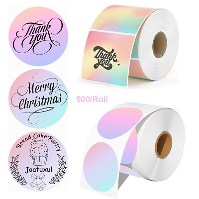 #ad 500 Thermal Label Stickers 2quot;x2quot; Round Square Rainbow Business DIY Logo Design $9.99