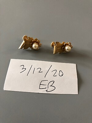 #ad Vintage Goldtone Faux Pearl Screw Back Earrings $9.99