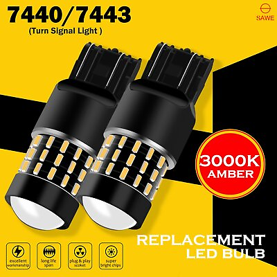 7443 7440 7444 LED Amber Yellow Front Rear Turn Signal DRL High Power Light Bulb $13.67