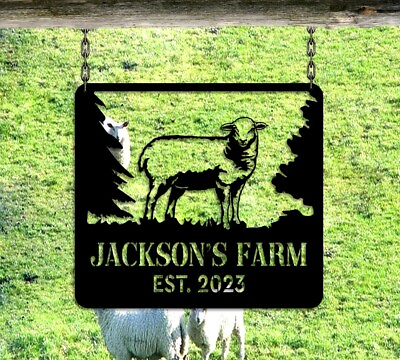 #ad Sheep Farm Metal Sign Wall Art Personalized Sheep Lovers Name Sign Decor $34.55