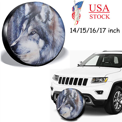 #ad Black Wolf Spare Tire Cover Universal Fit for Jeep Trailer RV SUV Truck 27quot; 28quot; $19.89