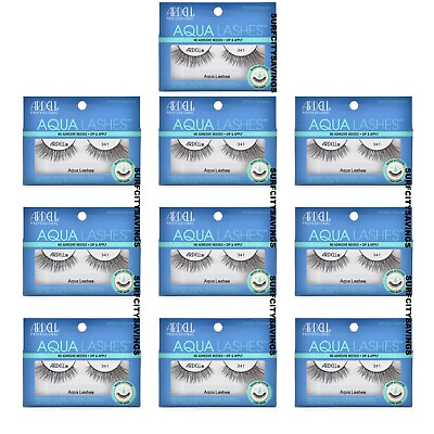 #ad 10 PACK Ardell Aqua Strip Lashes 341 Black NO adhesive needed Fast Shipping $19.95