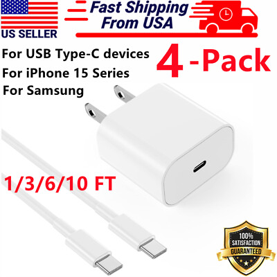 #ad #ad 4 Pack Super Fast USB C Charger Universal Type C Cable Data SYNC for 15 Pro Max $14.99