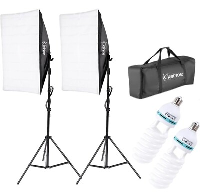 #ad KSHIOE Photography Softbox Lighting Kit Studio Lights Starter W Carrying Case $59.95