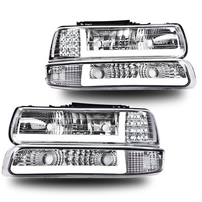 #ad LED DRL Chrome Headlightsbumper Lamps Fit For 99 02 Chevy Silverado 00 06 Tahoe $89.80