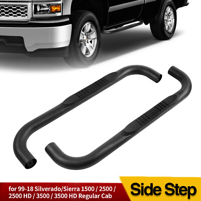 #ad #ad for 99 18 Silverado Sierra 1500 Regular Cab 3quot; Step Bars Running Boards Black $110.70