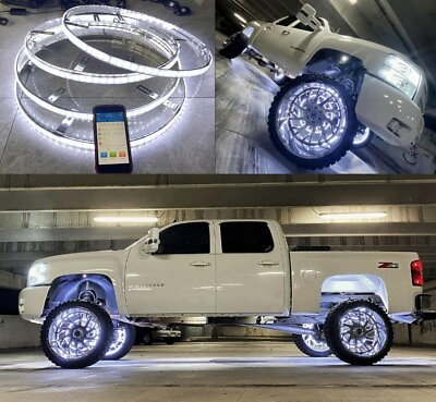 4X 15.5quot; DOUBLE ROW Brightest PURE WHITE Solid Color LED Trucks Wheel Rim Lights $196.33