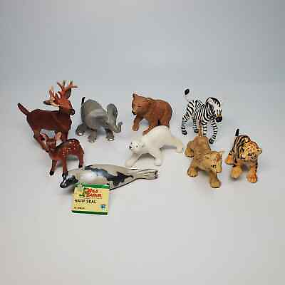 #ad Set of 9 Safari PVC Figure 3.5quot; Zoo Animals Elephant Tigers Seal Bears Deer $9.00