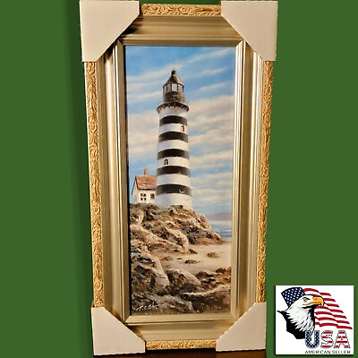 #ad New Framed Lighthouse Painting Print By T. C. Chiu $9.99