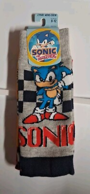 #ad Sonic The Hedgehog 2 Pair Mens Crew Sock Size 10 13 $8.44