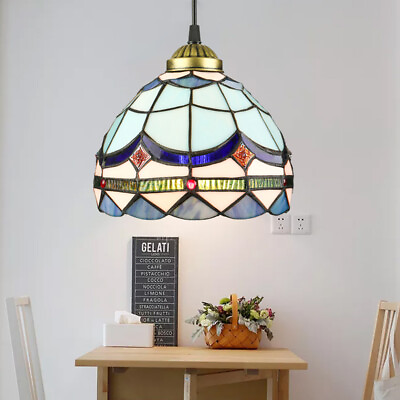 #ad Tiffany Style Stained Glass Ceiling Pendant Light Fixture Single Hanging Lamp $65.99