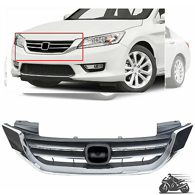 #ad Fit For Honda Accord Sedan 2013 2014 2015 Chrome Front Bumper Upper Grille Grill $42.00