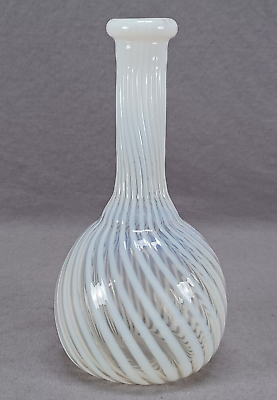 #ad EAPG Hobbs Glass Co White Opalescent Swirl Round Base Barber Bottle Circa 1888 $195.00