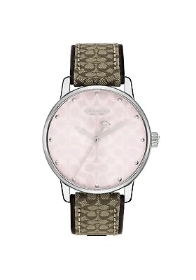 #ad Brand New Coach Grand Women’s Pink Dial Brown Logo Strap Watch 14503873 $89.99