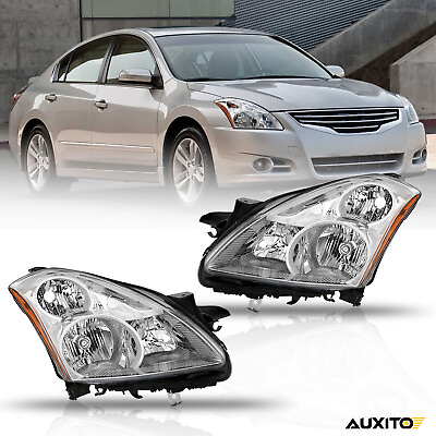 #ad New Set For 2010 2012 Altima 4Dr Sedan Chrome Housing Headlight Lamps LeftRight $116.84