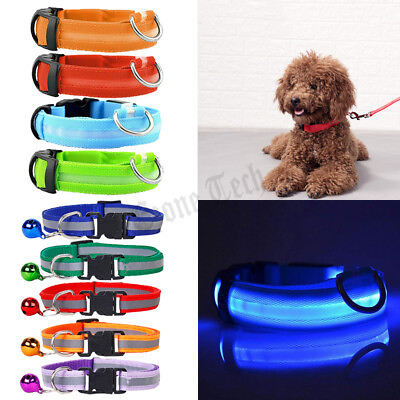 #ad Safety Pet Dog LED Collar Night Flashing Light Up Adjustable Waterproof S XL $4.46