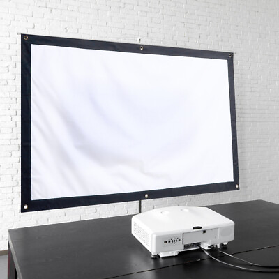 #ad Portable Projection Curtain Projector Screen Tv Outdoor White Big $22.59