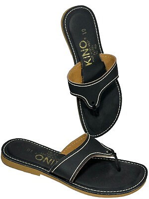 #ad Kino Size 10 Leather Sandal Shoe Key West Hippy Bohemian Boho Flip Flops Brown $24.95