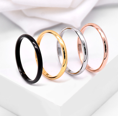 2mm Thin Stainless Steel Plain Stackable Ring Wedding Band Women Girl SZ 3 10 $3.95