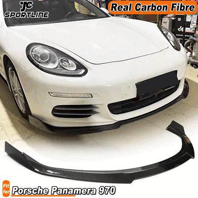 #ad Fit For Porsche Panamera 970 2014 16 Carbon Fiber Front Bumper Spoiler Chin Lip AU $1111.49