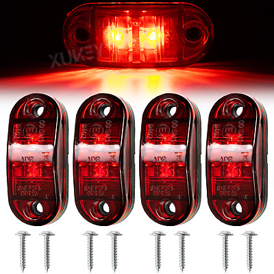 #ad 4PCS Marker Lights 2.5quot; LED Truck Trailer Oval Clearance Lamp Side Light Red USA $9.58