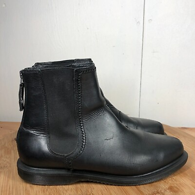 #ad Dr Doc Martens Boots Womens 8 Zillow Chelsea Zip Up Black Leather Shoes Classic $49.97