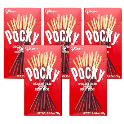 #ad Pack of 5 Glico Pocky Biscuit Stick Chocolate 2.47 Ounce $21.84