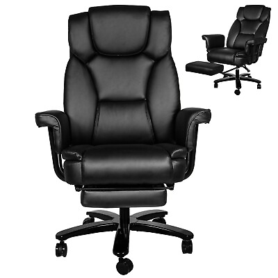 #ad Office Chair with Wide Seat Arms Black Executive Computer Desk Chair High Back $197.98
