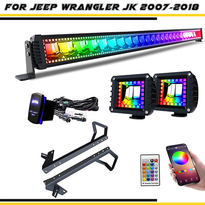 #ad #ad 52quot;inch 300W RGB LED Curved Work Light Bar Offroad Wiring For Jeep Wrangler JK $249.99