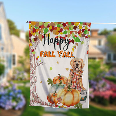 #ad Golden Retriever Welcome Fall Y#x27;all Garden Flag Thanksgiving Decor Autumn Sign $30.99
