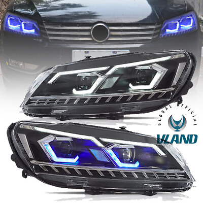 #ad VLAND Headlights Full Led For VW Passat 2011 2015 Head Lamps w Startup Animation $437.99