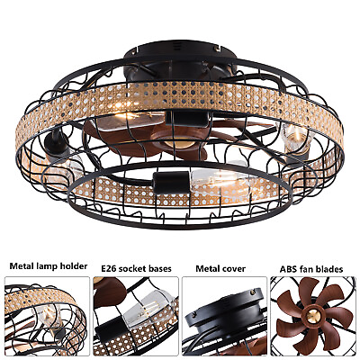#ad Classic Ceiling Fan Light adjustble LED Chandelier LampE26*4 W Remote Control $119.70