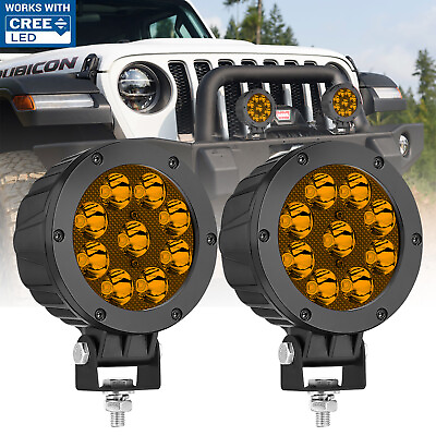 #ad 2X 5quot; Cree LED Round Driving Off Road Lights Spot Work Headlights Pods Truck UTV $49.95