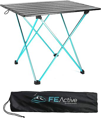 #ad FE Active Lightweight Portable Aluminum Frame Folding Table for Camping Black $40.00