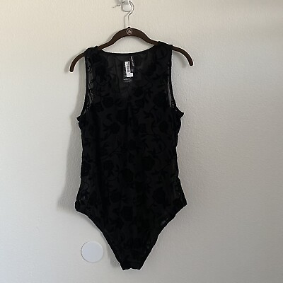 #ad NWT Torrid Women#x27;s Size 2X Black Flocked Mesh V Neck Bodysuit $26.59