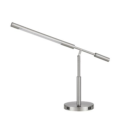#ad 16 Inch Adjustable LED Office Desk Lamp 2 USB Ports Silver $379.68