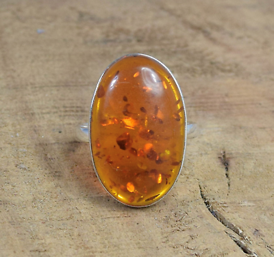 #ad Amber Gemstone 925 Sterling Silver Handmade Beautiful Band Ring All Size SR1184 $10.75